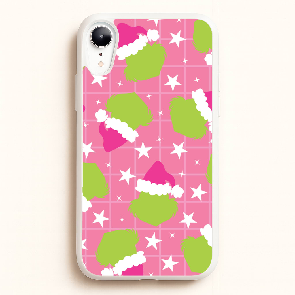Pink Green Creature Xmas Pattern iPhone XR Case