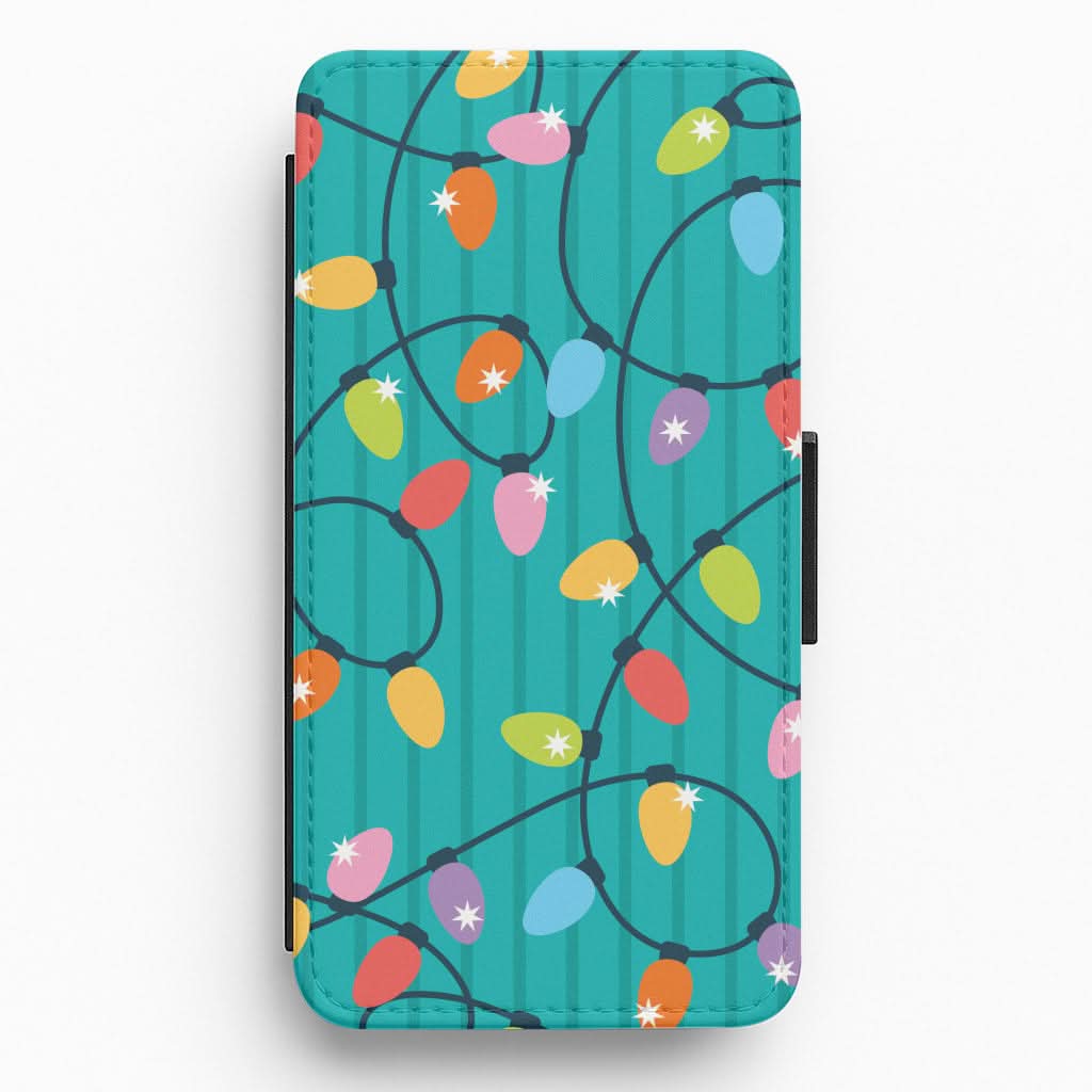 Funky Christmas Lights Pattern Flip / Wallet Phone Case
