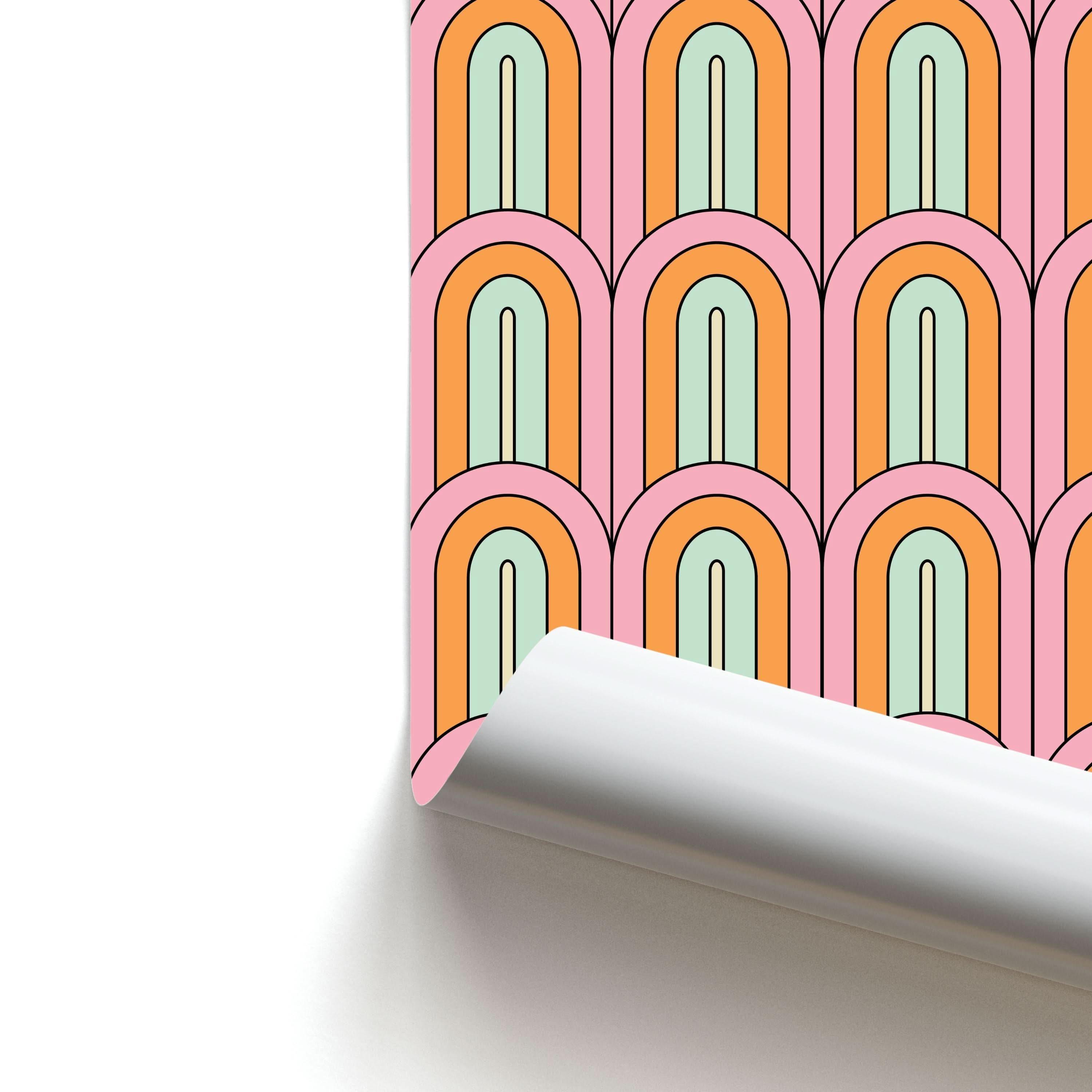 Pastel Retro Arches Pattern Poster