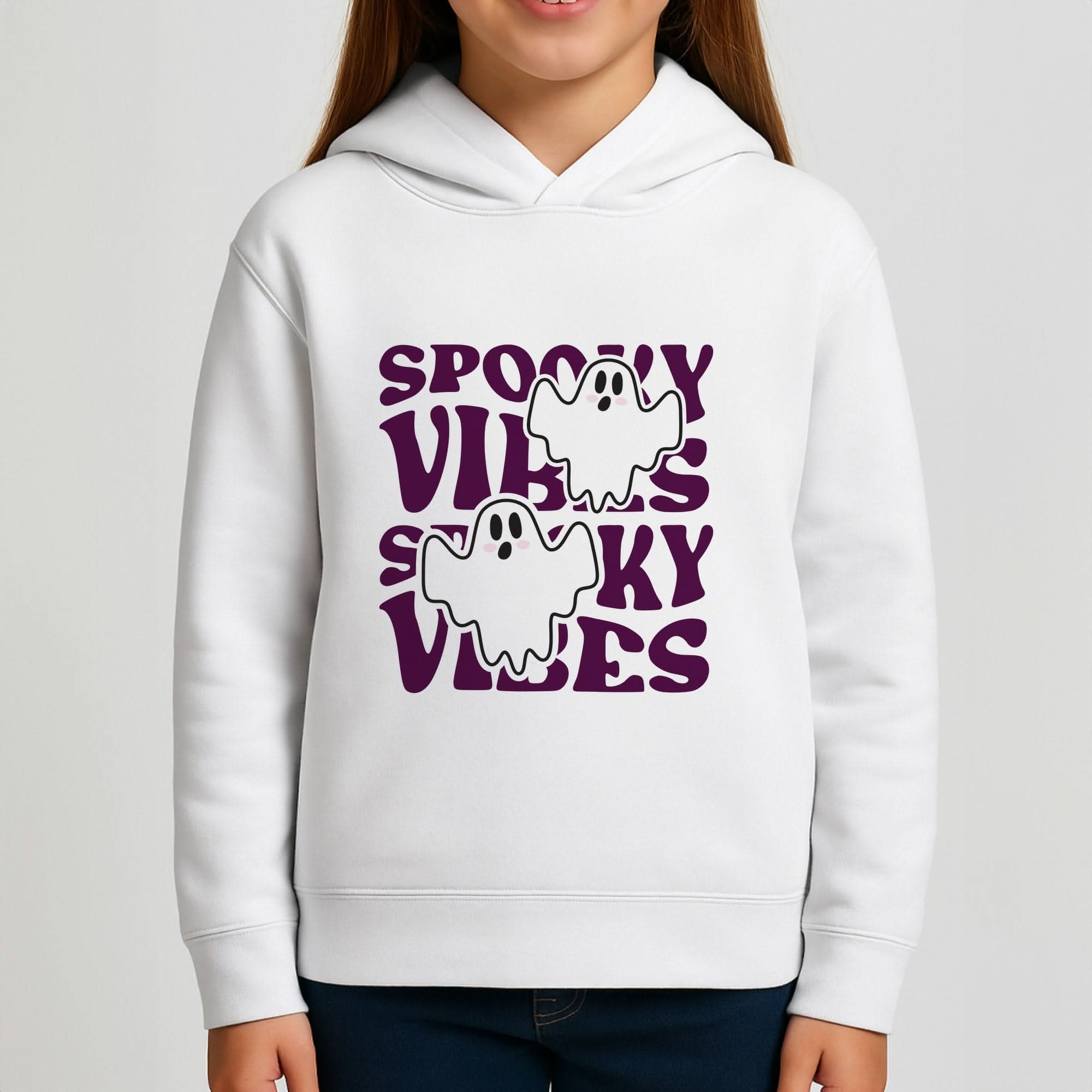 Spooky Vibes Pink Girls Hoodie