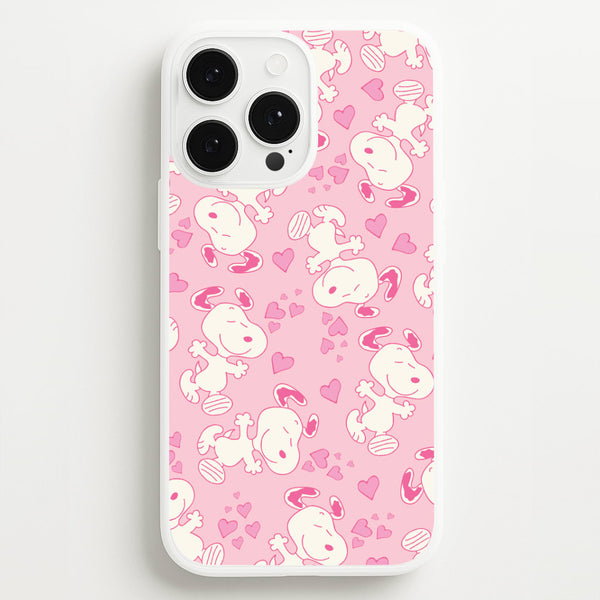 Cartoon Beagle Valentine Hearts Pattern iPhone 13 Pro Max Case