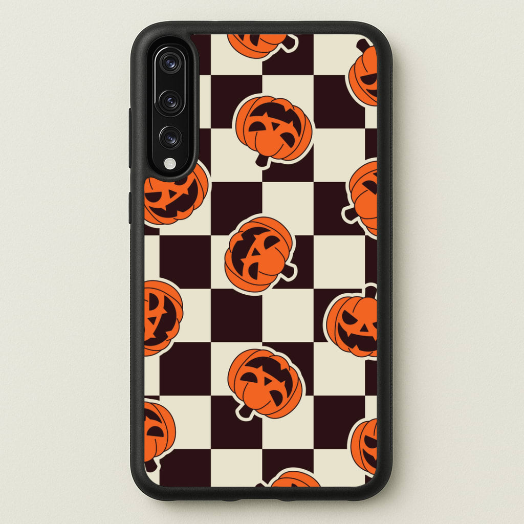 Pumpkin Stickers Checkered Pattern Huawei P20 Pro Case