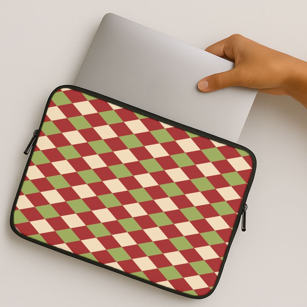 Red And Green Argyle Christmas Pattern MacBook Cover