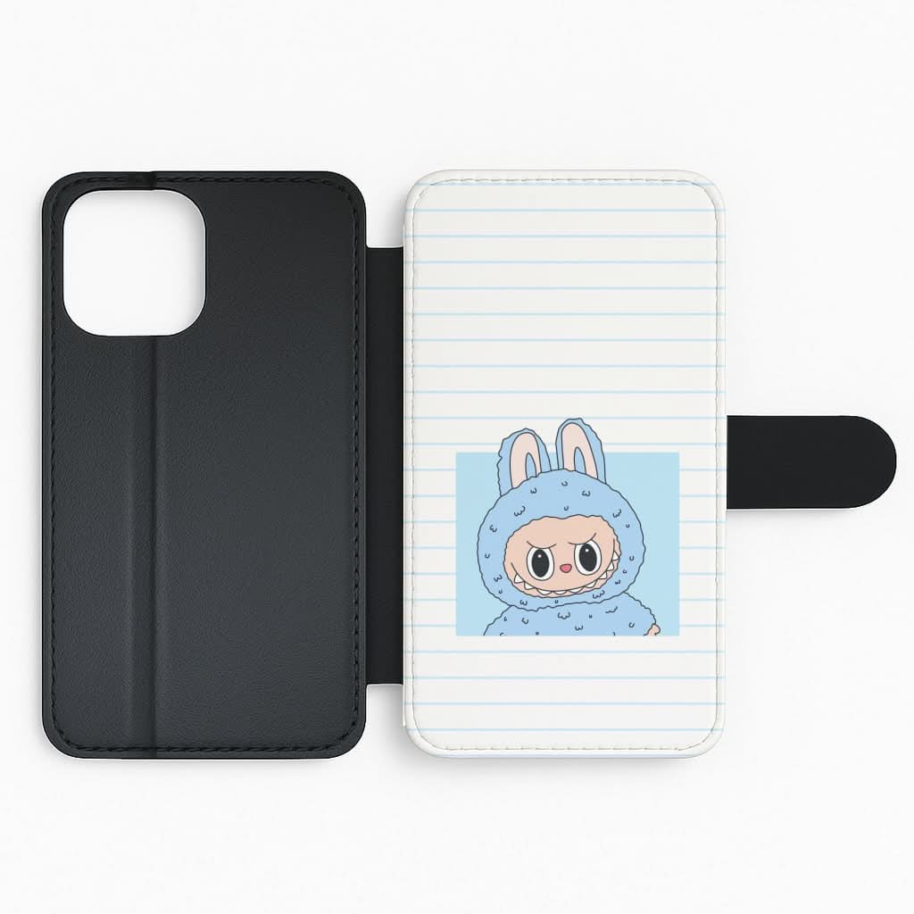 Cute Blue Notebook Monster Flip Phone Case