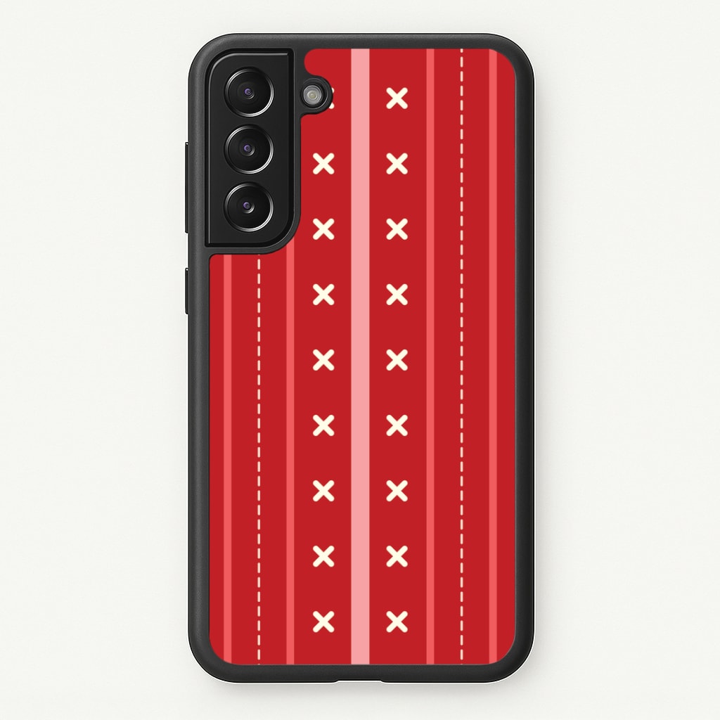 Stripes And Stitches Red Christmas Pattern Galaxy S22 Plus Case