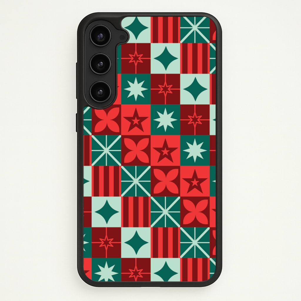 Geometric Square Christmas Pattern Galaxy S23 Plus Case
