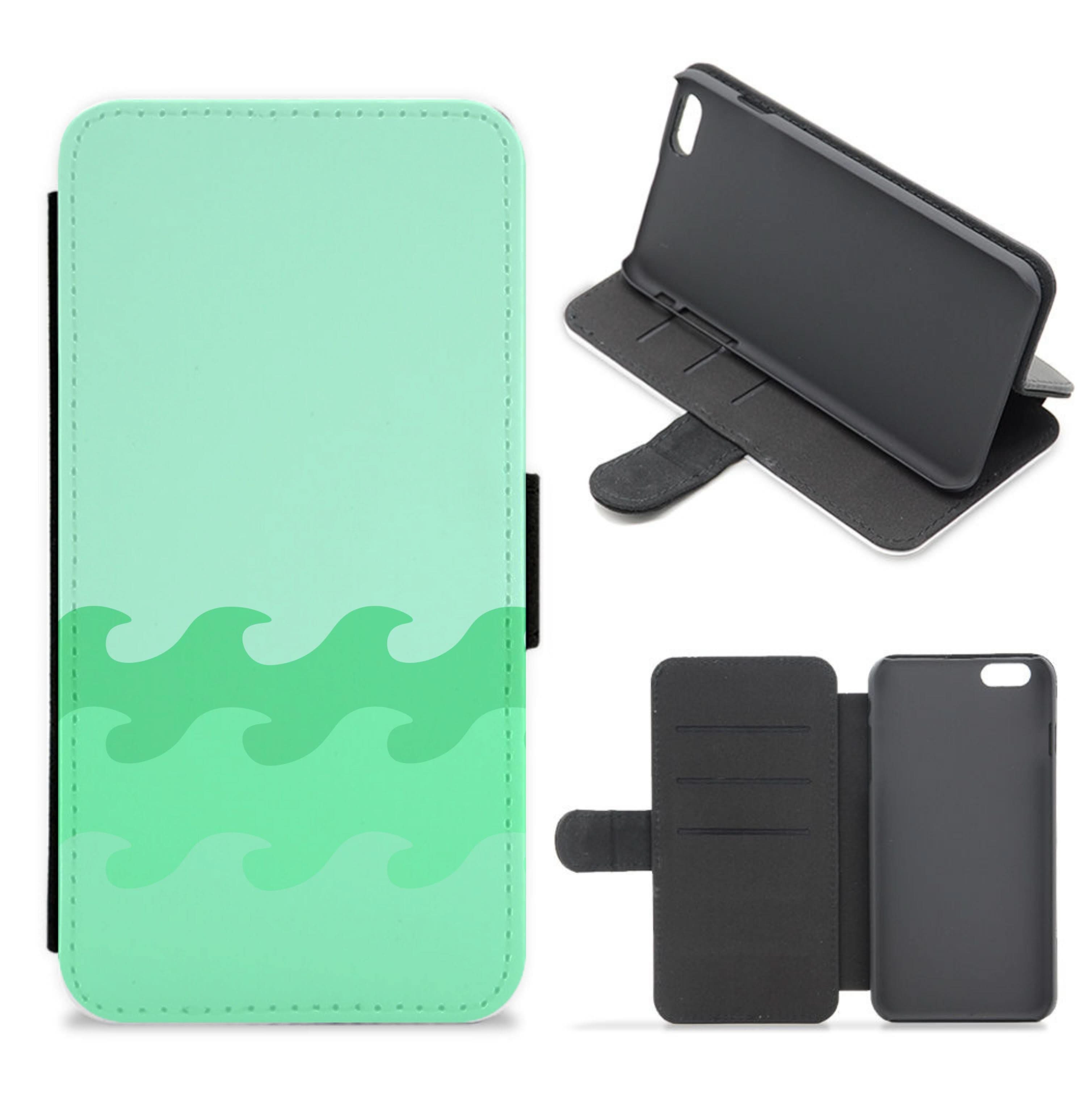 Cyan Beach Waves Pattern Flip / Wallet Phone Case