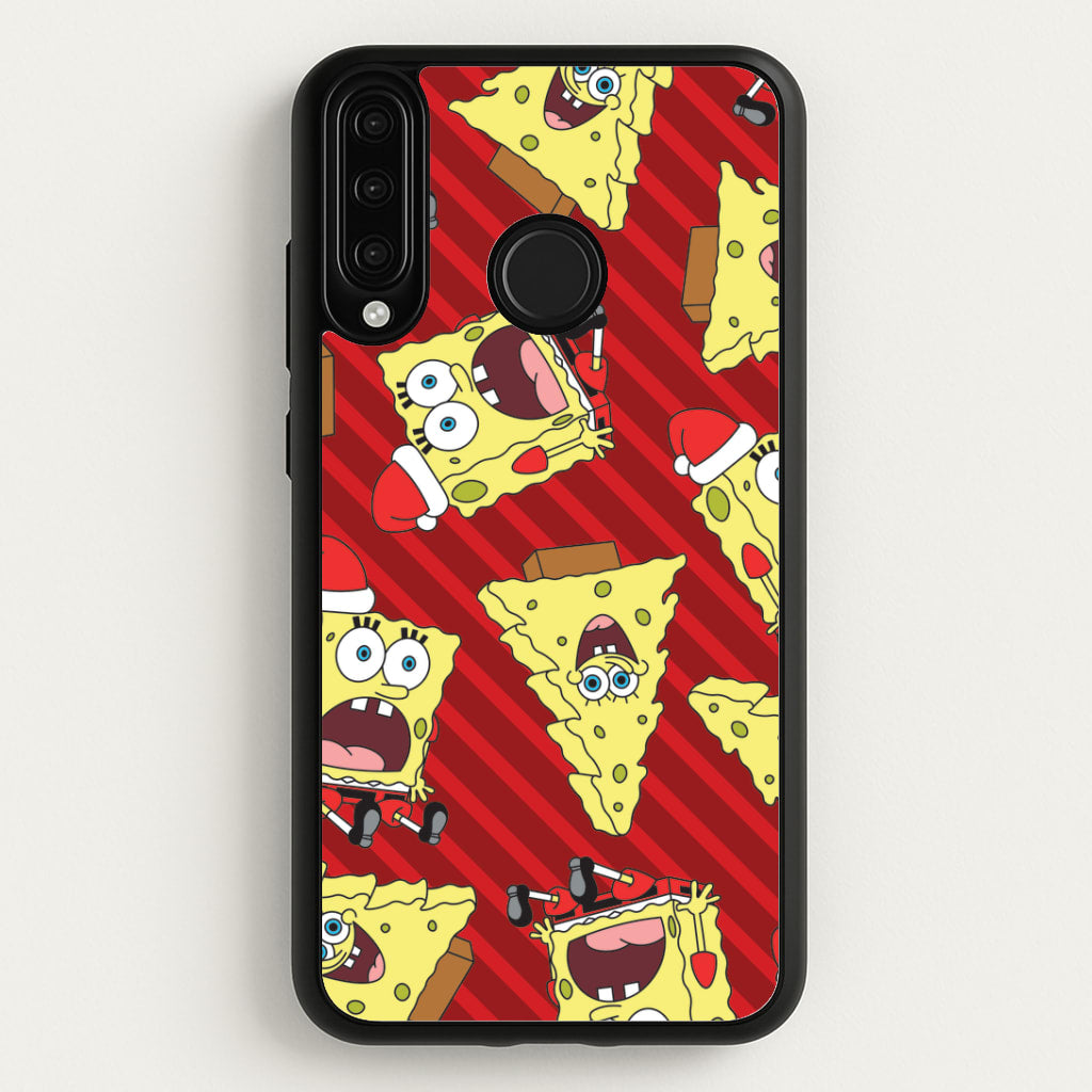 Christmas Cartoon Sponge Stripes Pattern Huawei P30 Lite Case