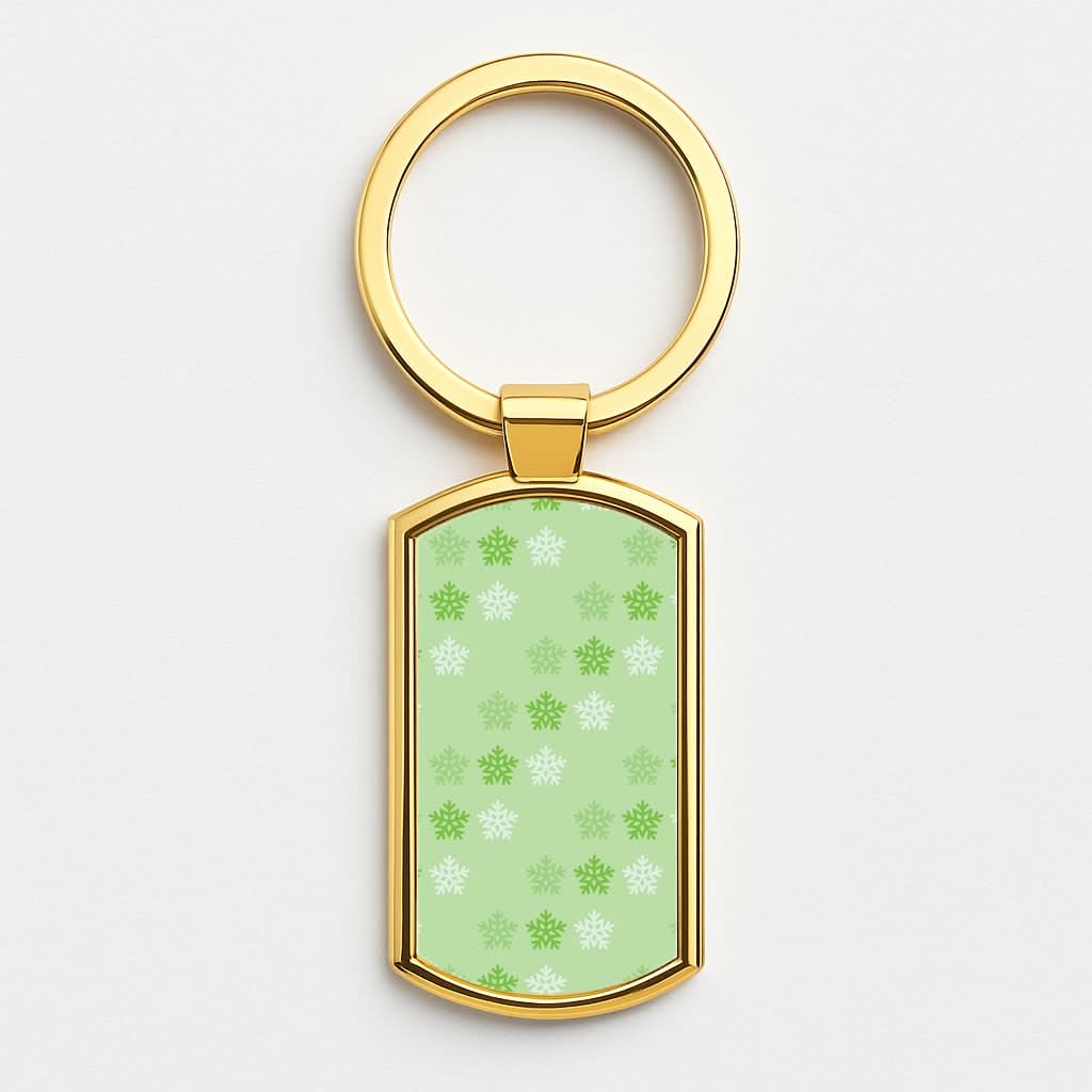 Green Slowflakes Christmas Pattern Gold Keyring