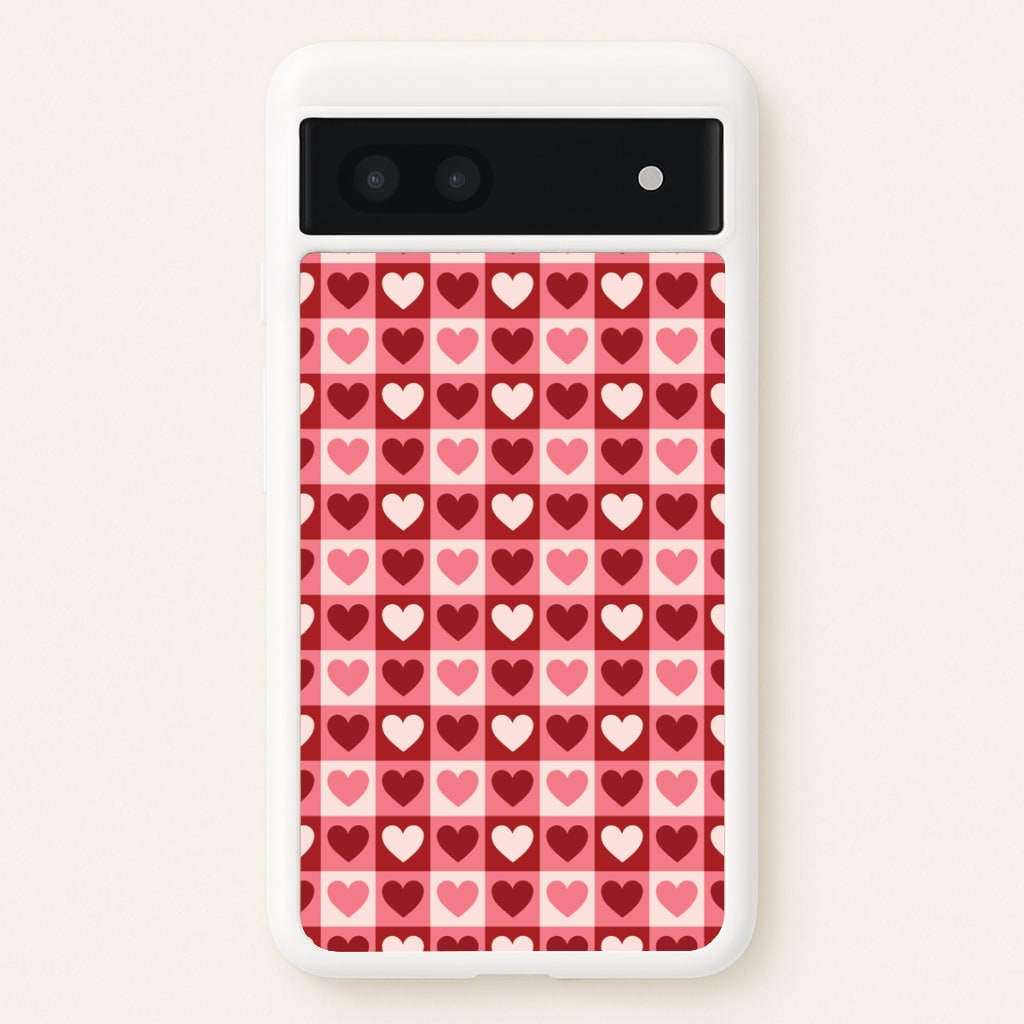 Pink Tartan Love Hearts Pattern Google Pixel 7a Case