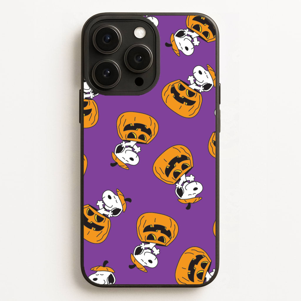 Cartoon Beagle Pumpkin Pattern iPhone 16 Pro Case