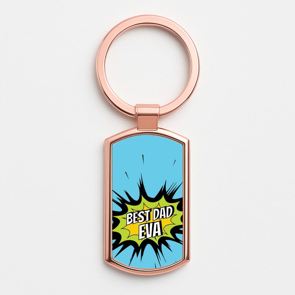 Comic Book Best Dad Eva Rose Gold Keyring