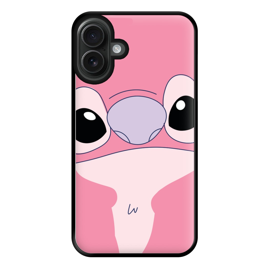 Cute Pink Alien Face iPhone 16 Plus Case
