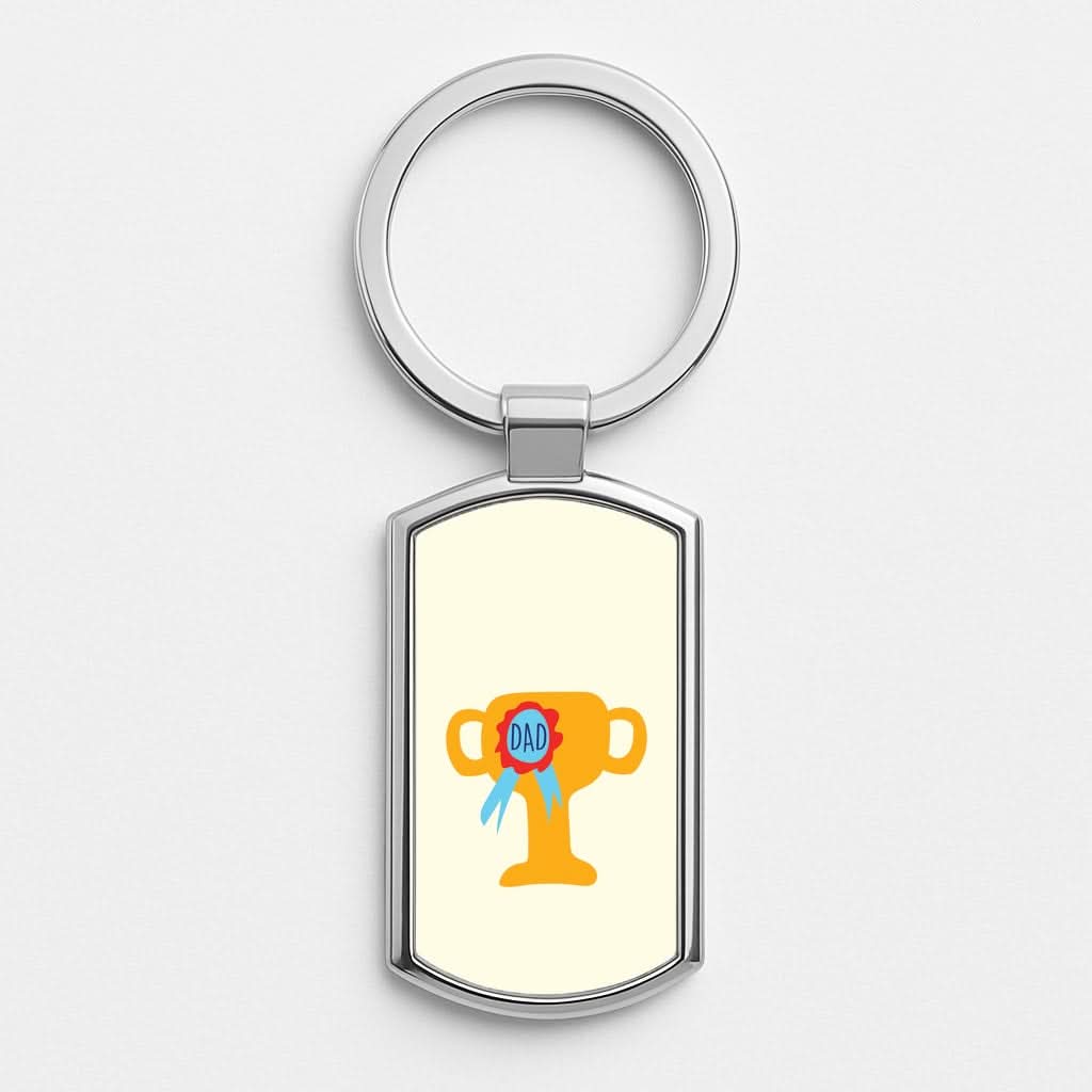 Cartoon Dad Trophy Silver Metal Keyring