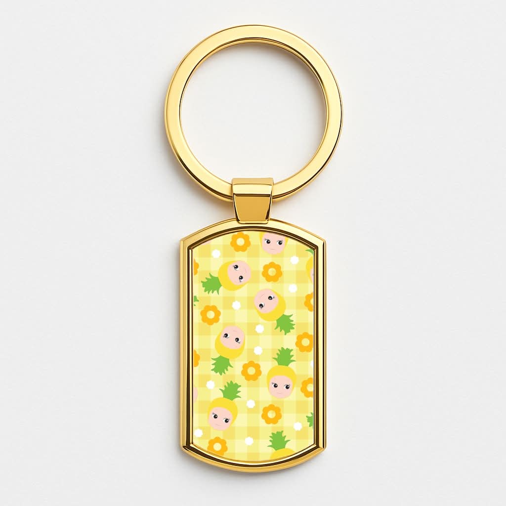 Pineapple Angel Pattern Gold Keyring