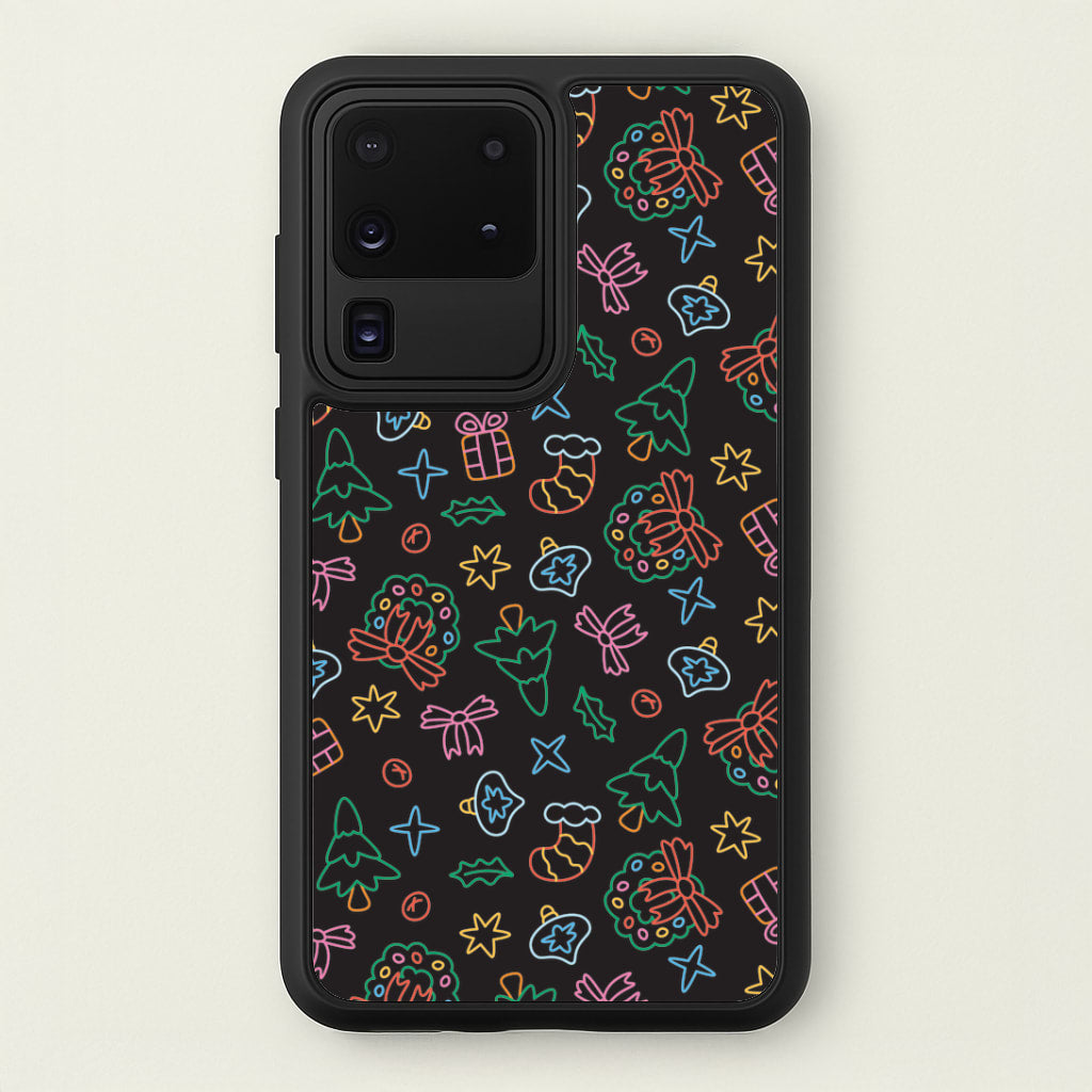 Neon Christmas Icons Pattern I Galaxy S20 Ultra Case