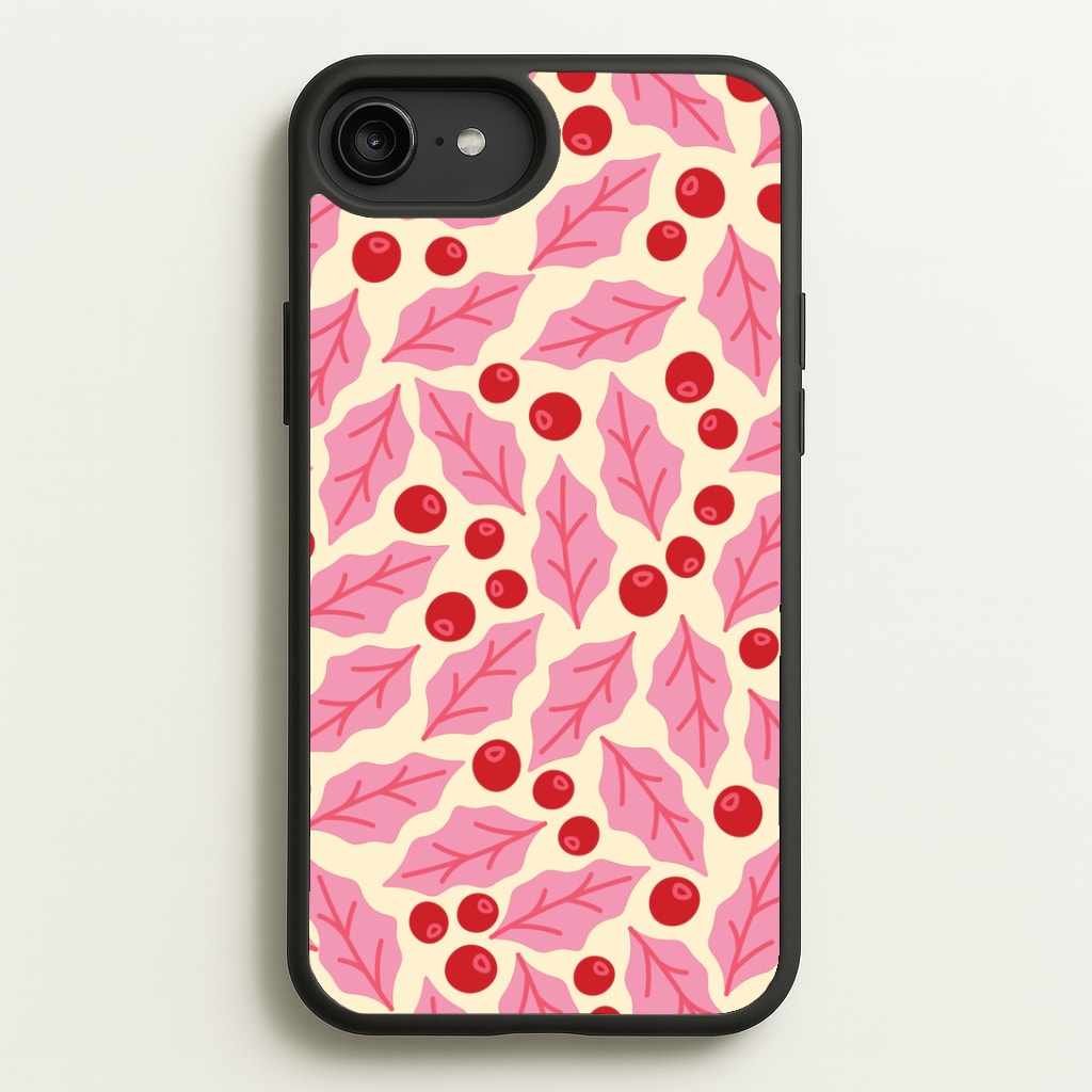Pink Holly And Berries Pattern iPhone 6 Plus / 7 Plus / 8 Plus Case