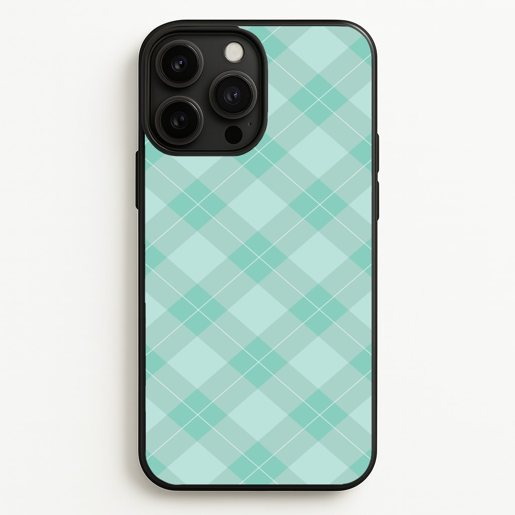 Light Cyan Tartan Christmas Pattern iPhone 13 Pro Max Case