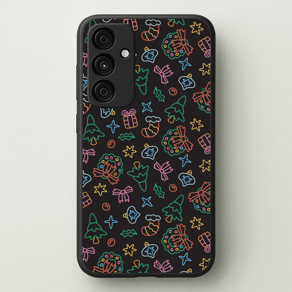 Neon Christmas Icons Pattern I Galaxy A35 Case