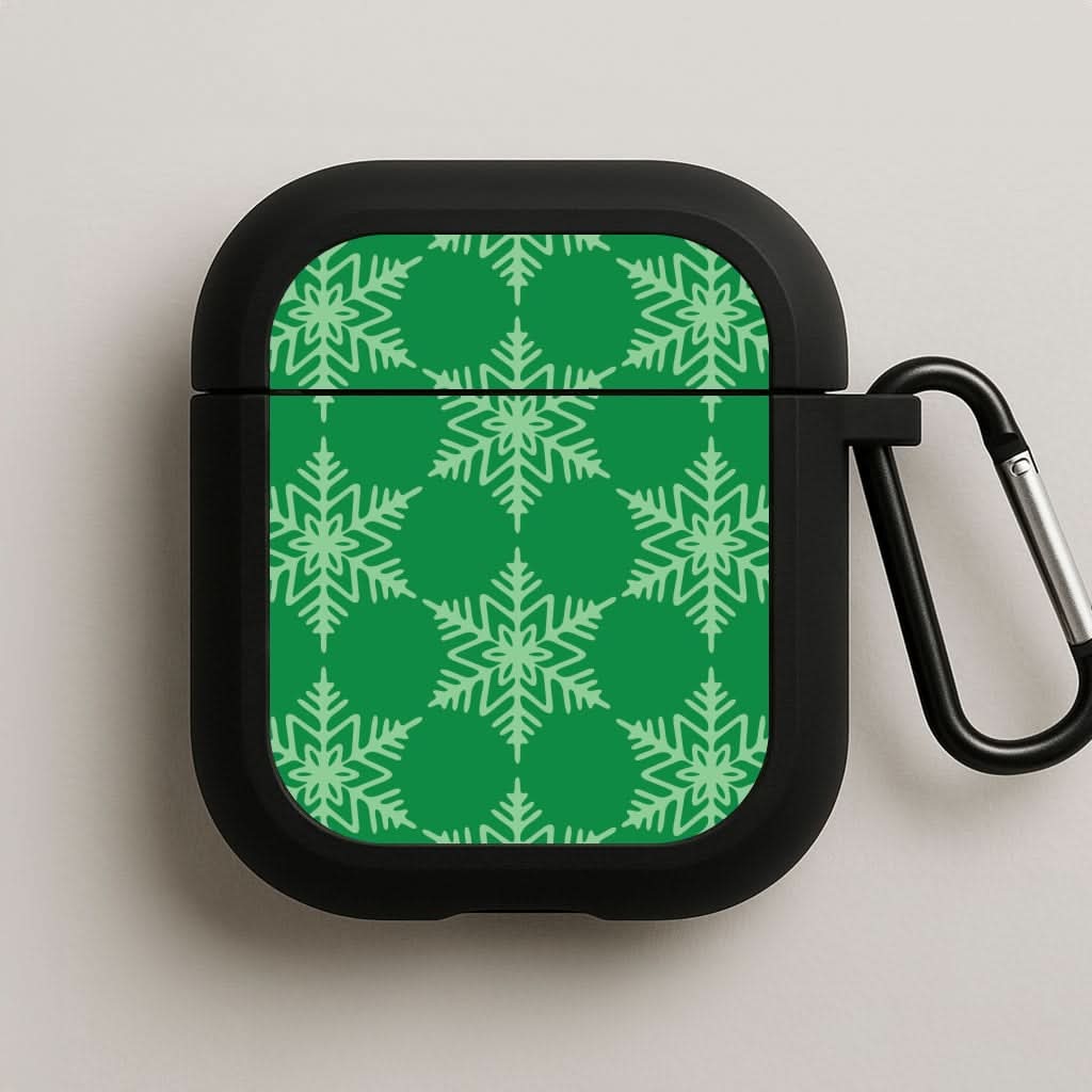 Green Giant Snowflakes Christmas Pattern AirPods Case