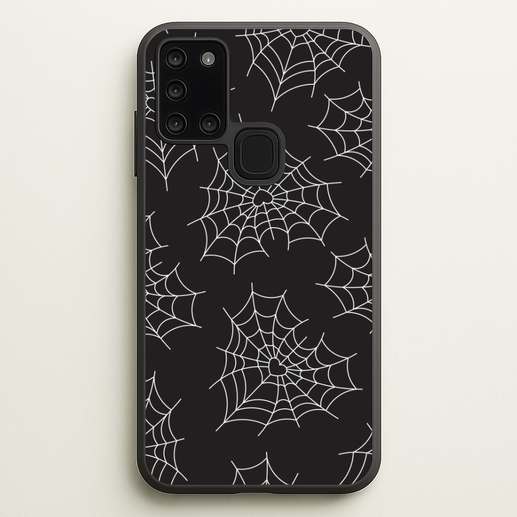 Spiderweb Hearts Pattern Galaxy A21s Case