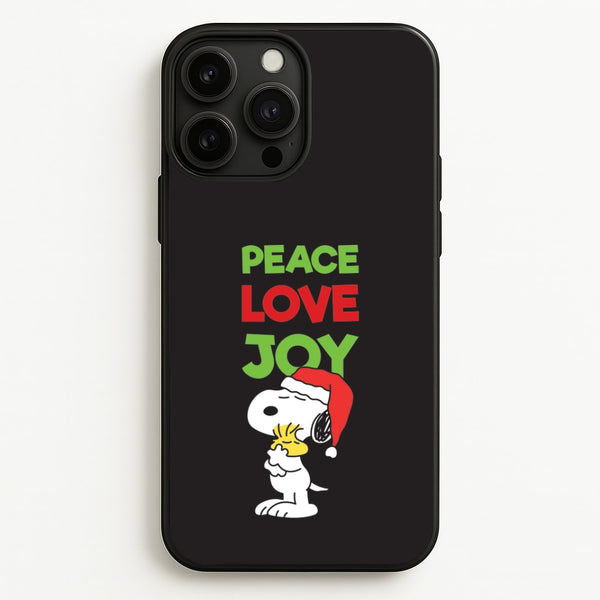 Peace, Love, Joy Christmas Cartoon Beagle iPhone 13 Pro Case