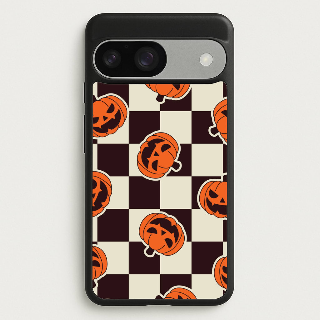 Pumpkin Stickers Checkered Pattern Google Pixel 9 / 9 Pro Case