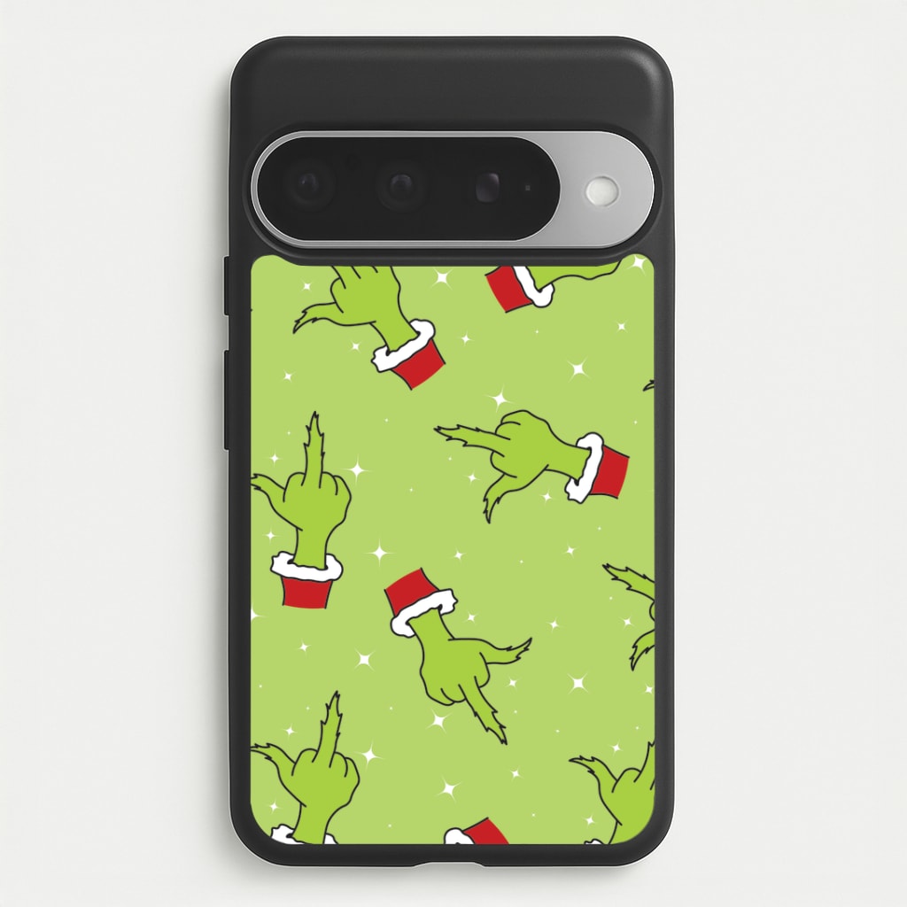Green Middle Finger Christmas Pattern Google Pixel 10 Pro XL Case