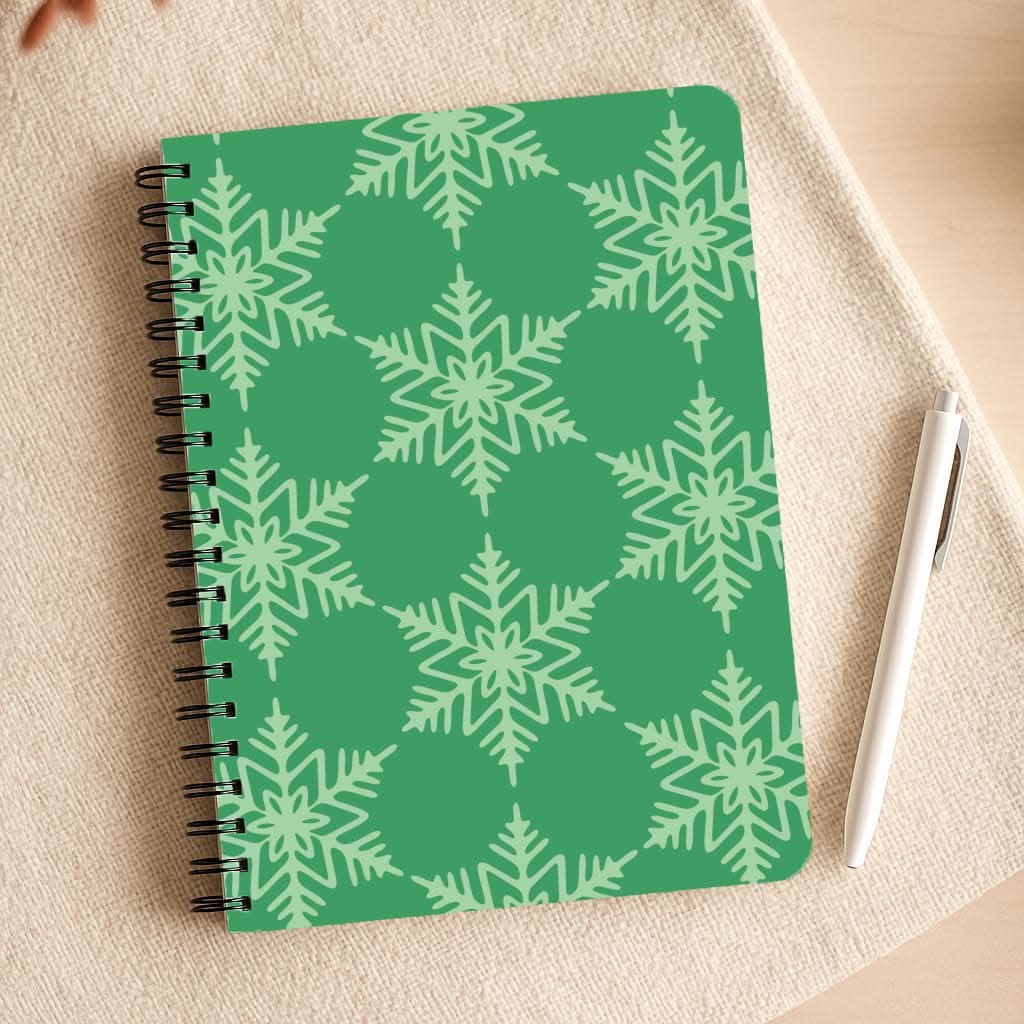 Green Giant Snowflakes Christmas Pattern Notepad