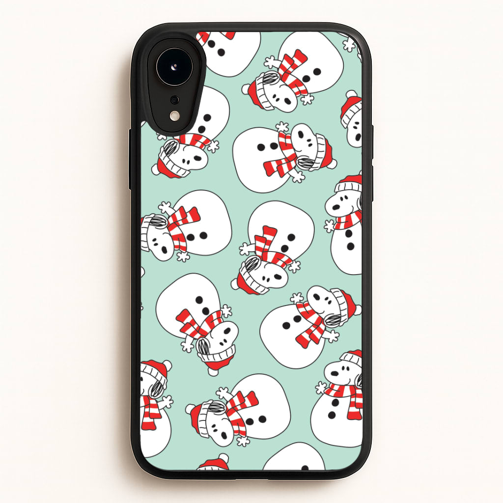 Cartoon Beagle Snowman Pattern iPhone XR Case