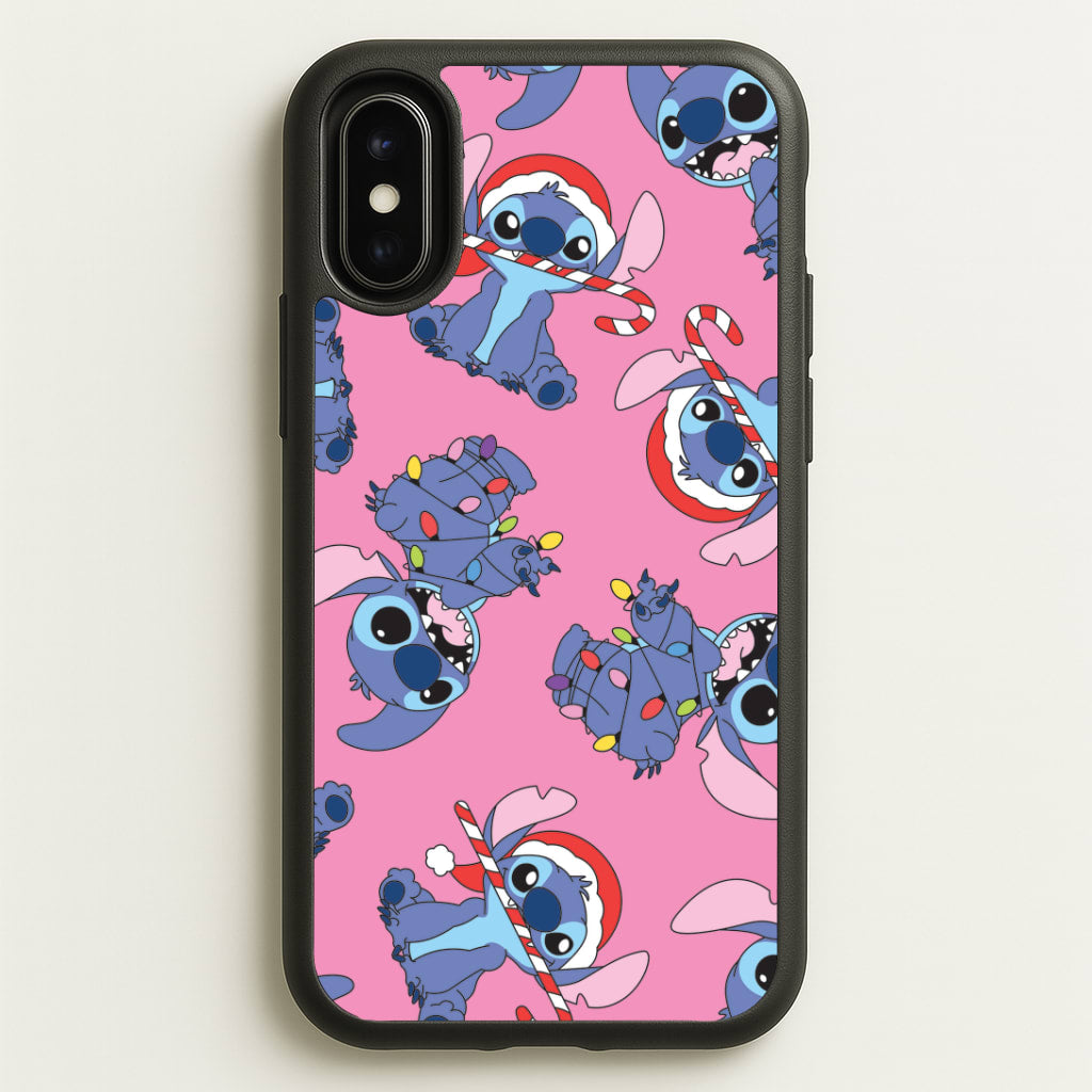 Christmas Cute Blue Alien Pattern iPhone X / XS Case
