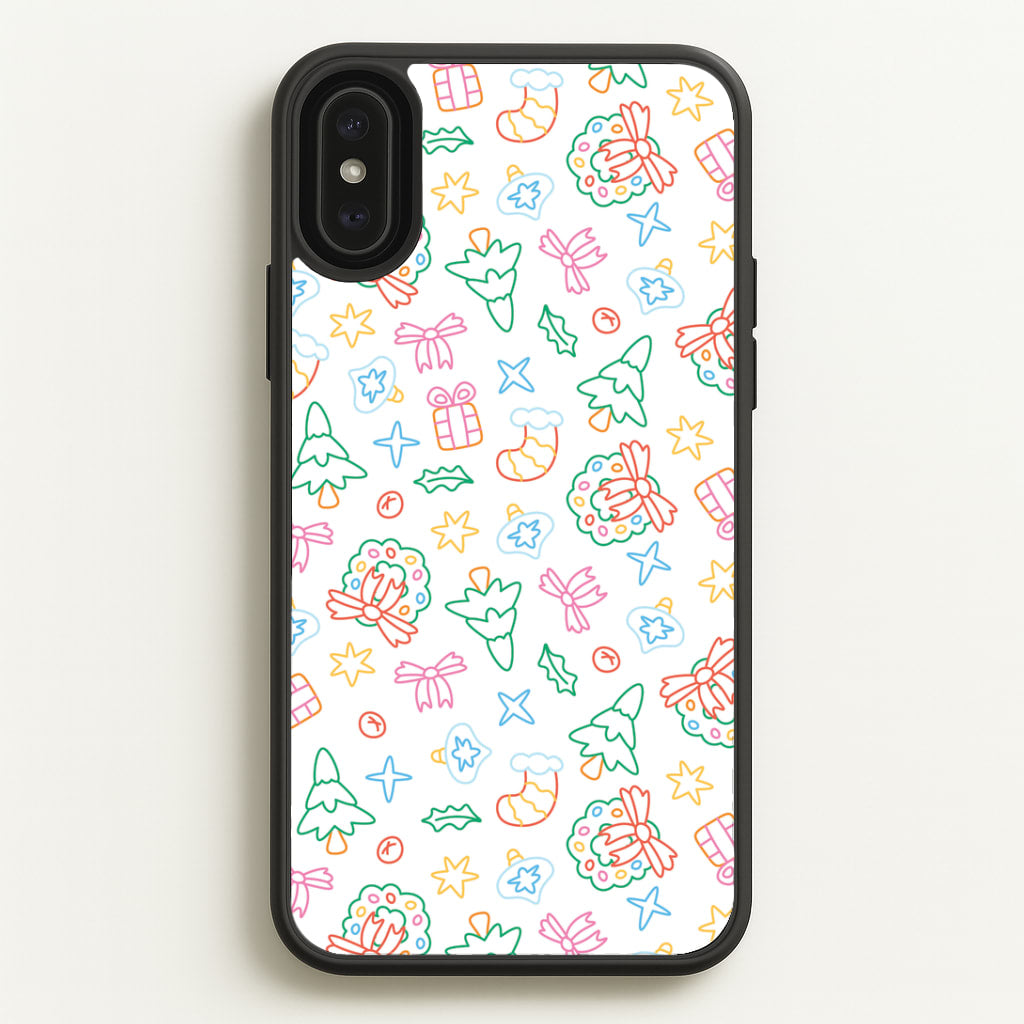 Neon Christmas Icons Pattern II iPhone XS Max Case