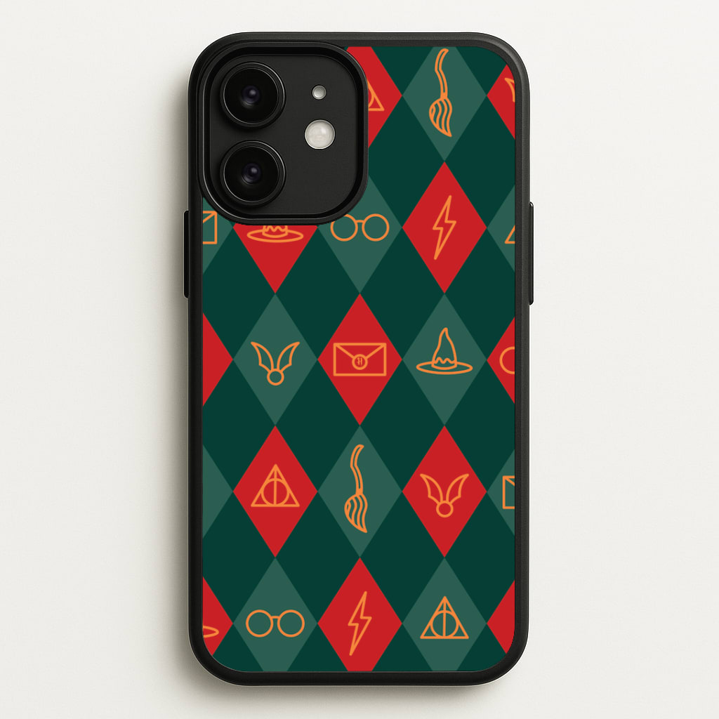 Christmas Wizard Icons Argyle Pattern iPhone 11 Case