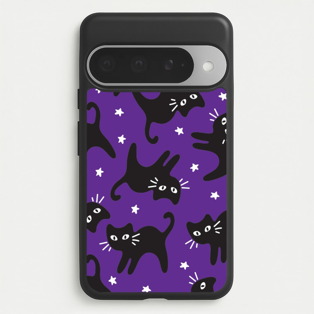 Cartoon Black Cats And Stars Pattern Google Pixel 10 Pro XL Case