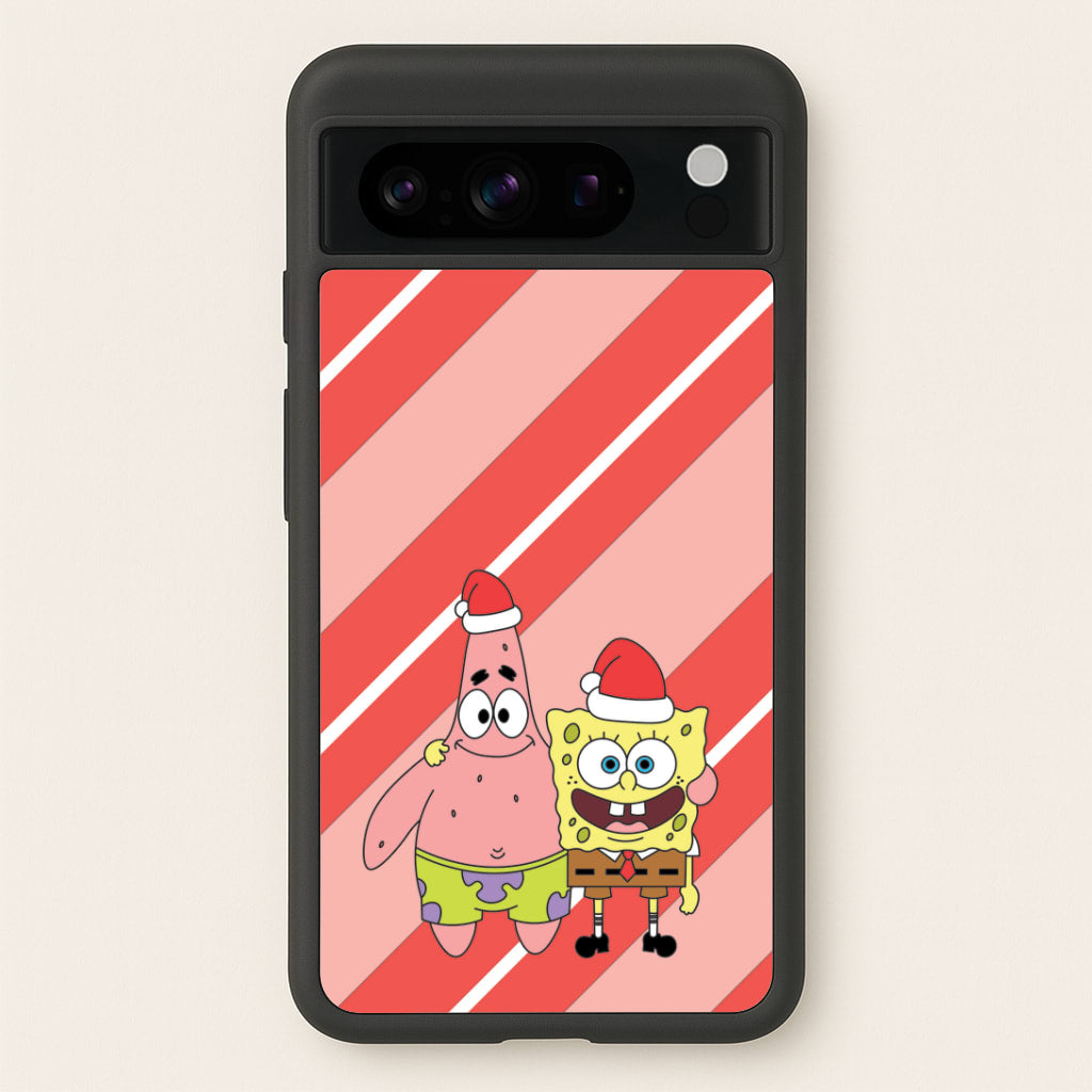 Cartoon Sponge And Starfish Christmas Hats Google Pixel 8 Pro Case