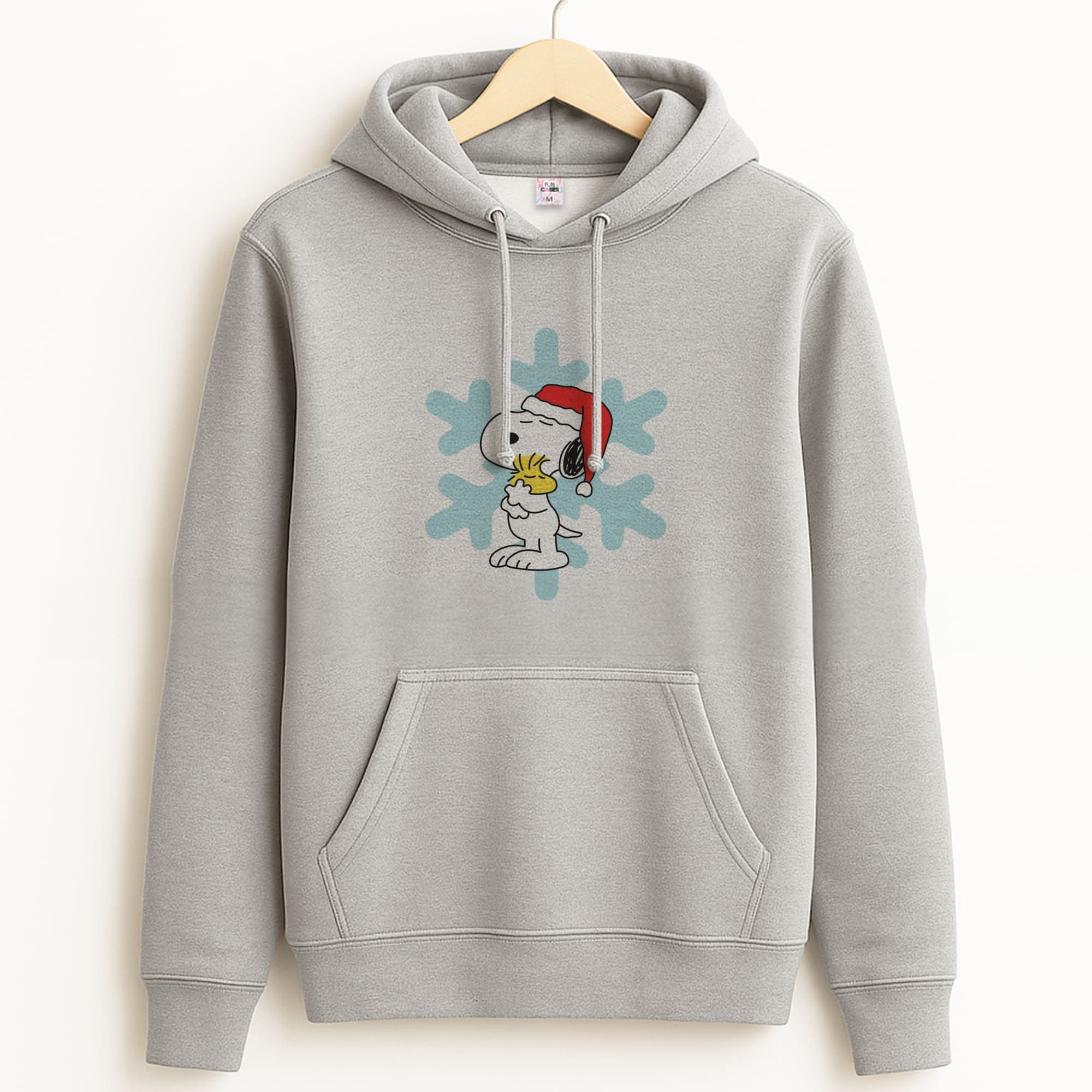 Christmas Cartoon Beagle And Bird Unisex Grey Hoodie