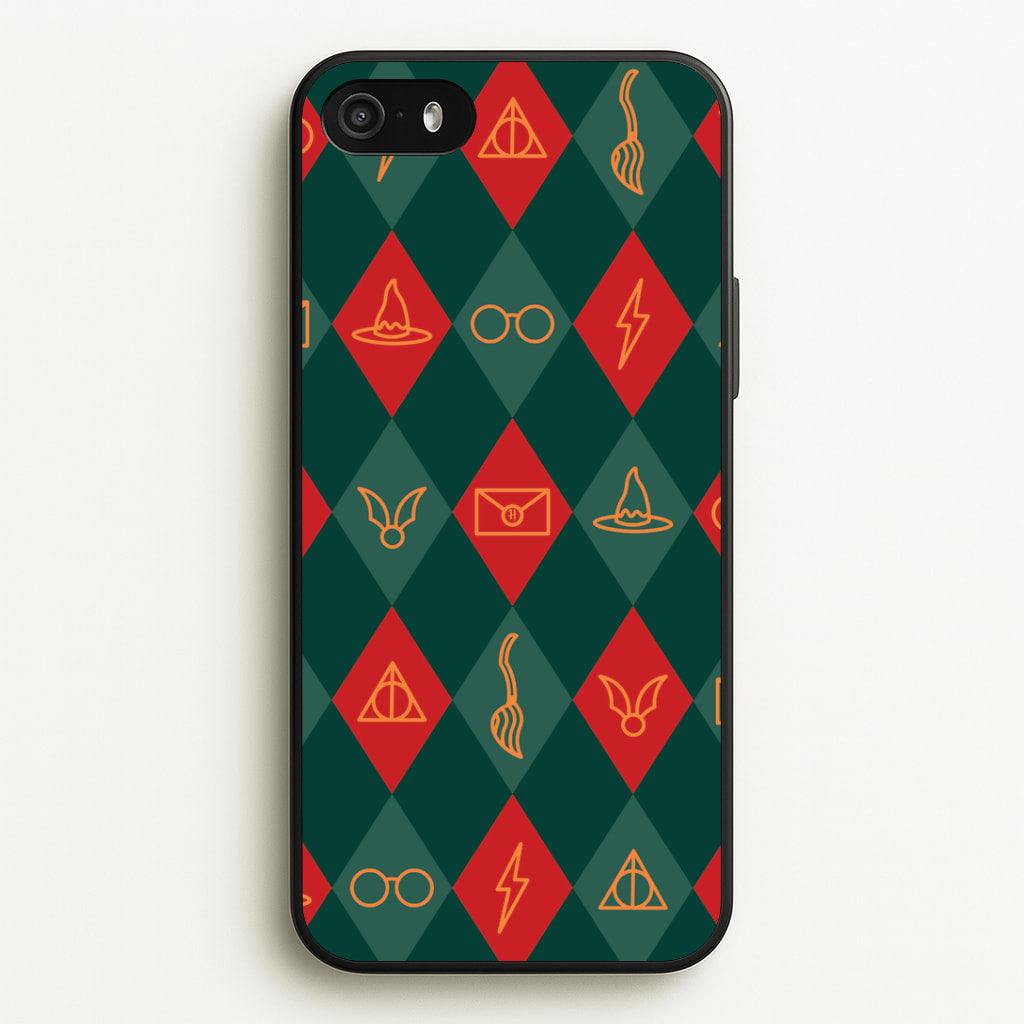 Christmas Wizard Icons Argyle Pattern iPhone 5 / 5s / SE 2016 Case