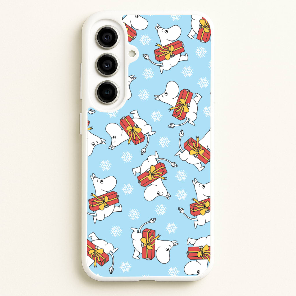 Present And Snowflakes Moom Pattern Galaxy A56 Case