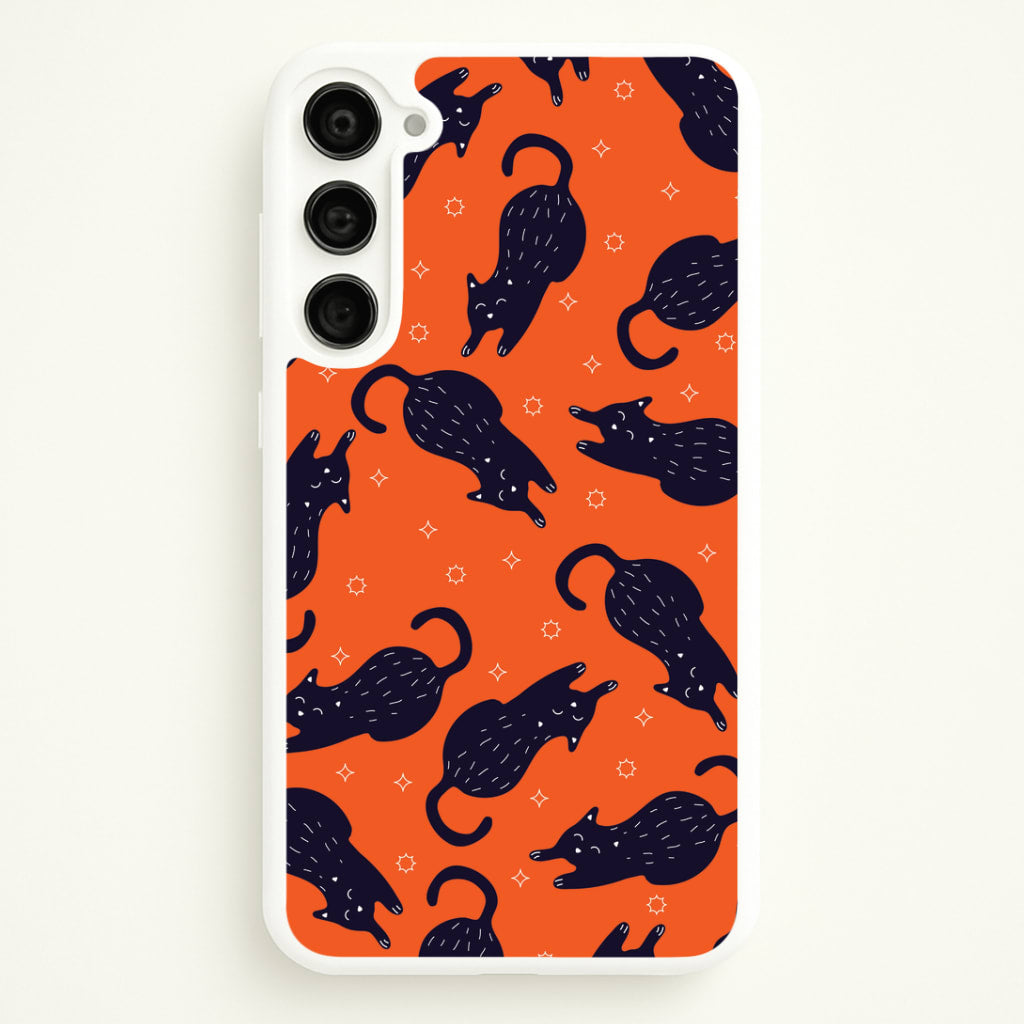 Black Cats And Stars Pattern Galaxy S23 Plus Case
