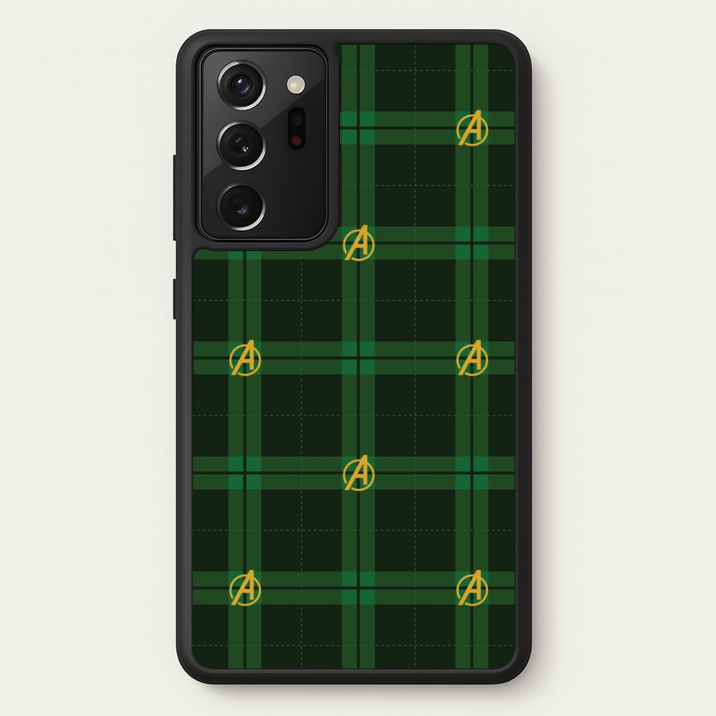 Superhero Team Green Tartan Pattern Galaxy Note 20 Ultra Case