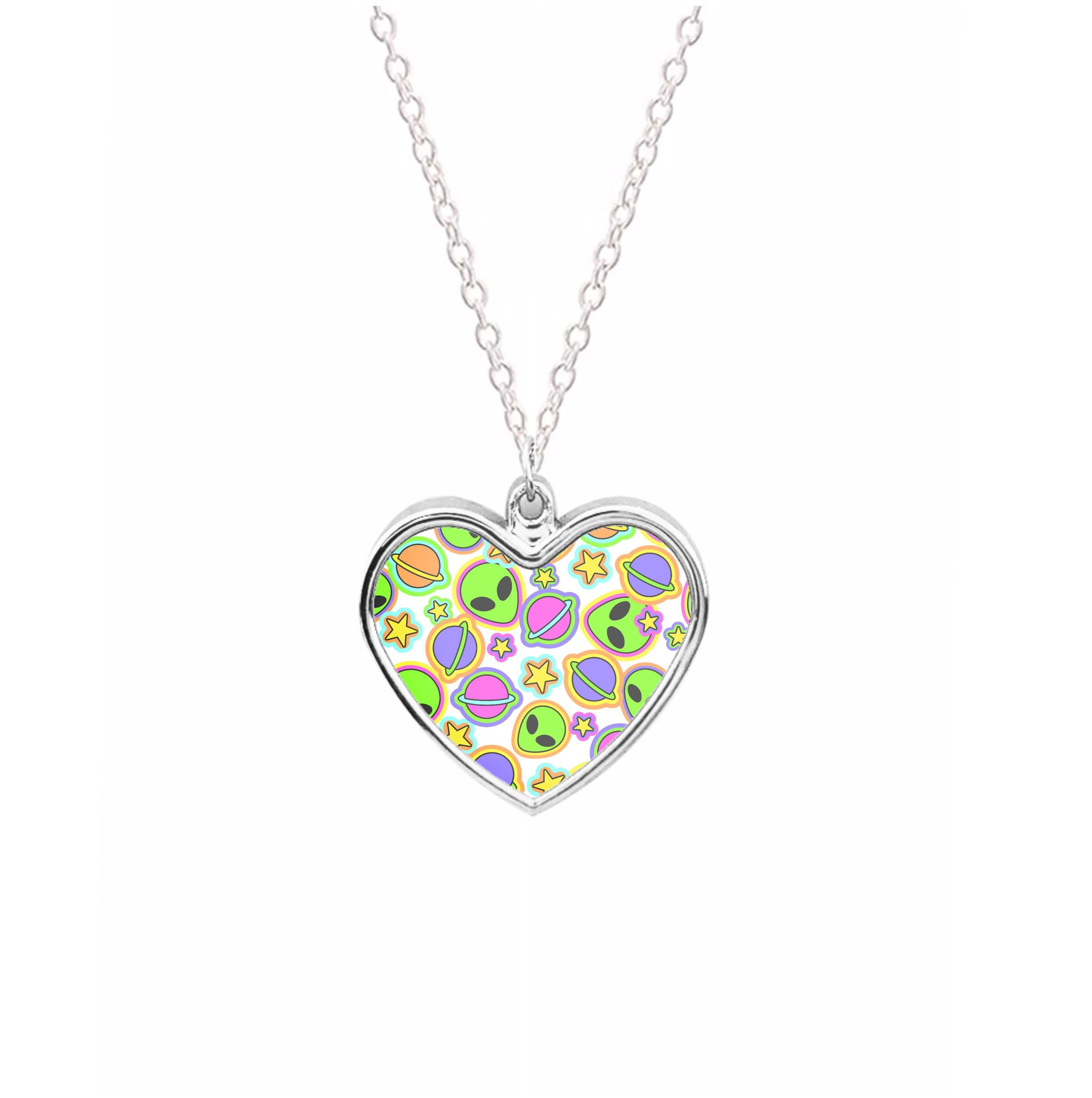 Colourful Aliens And Stars Necklace