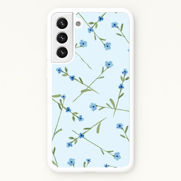 Baby Blue Floral Pattern Galaxy S21 Plus Case