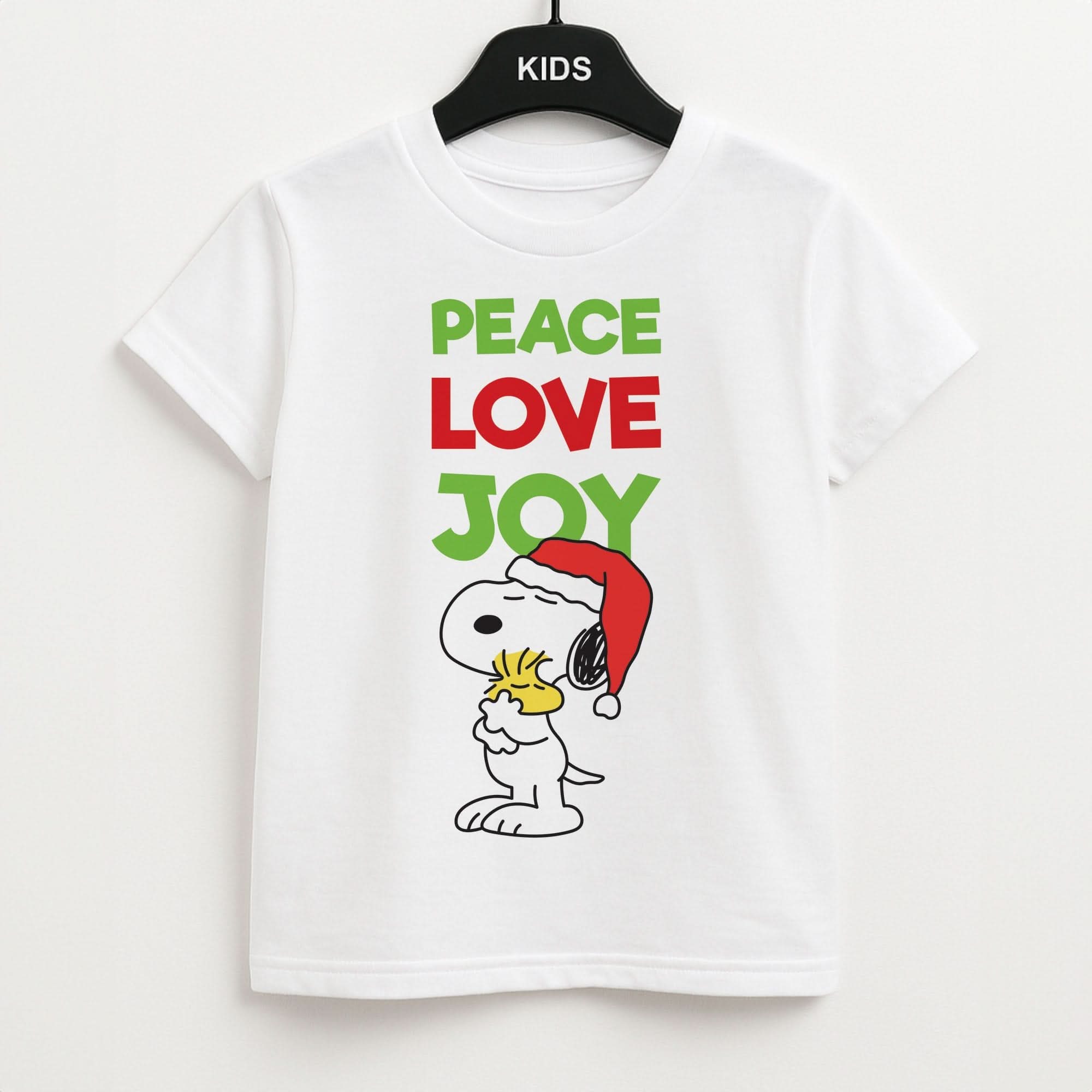 Peace, Love, Joy Christmas Cartoon Beagle Kids Unisex T-Shirt