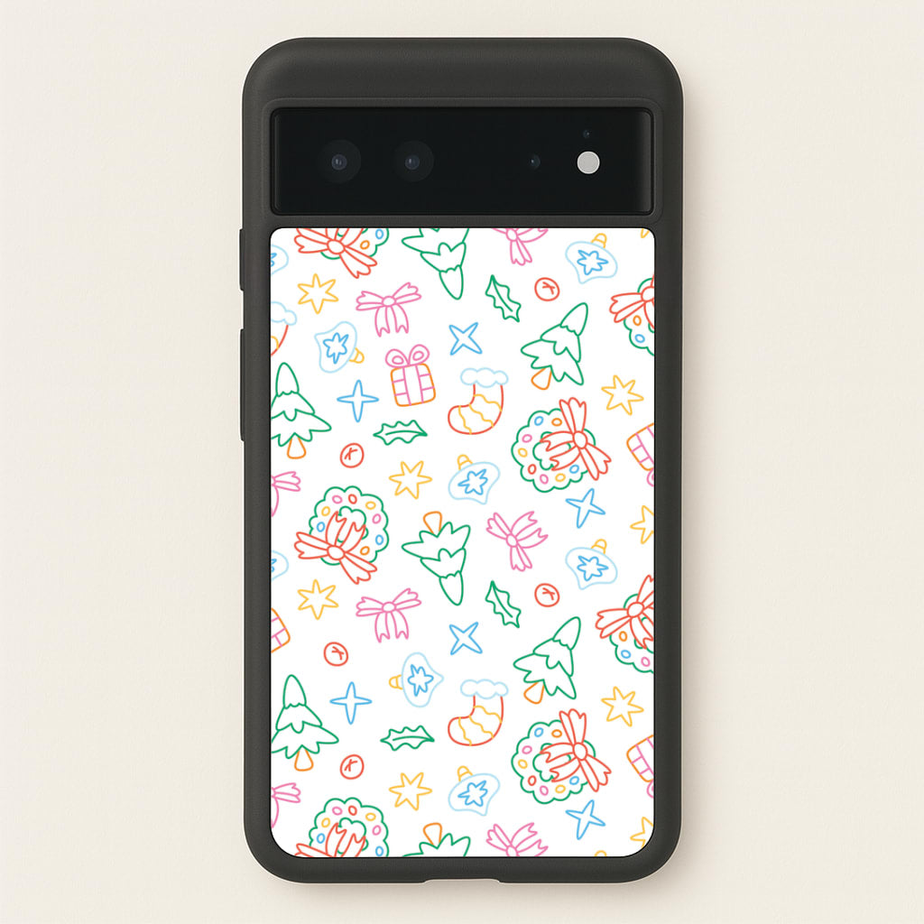 Neon Christmas Icons Pattern II Google Pixel 6 Case