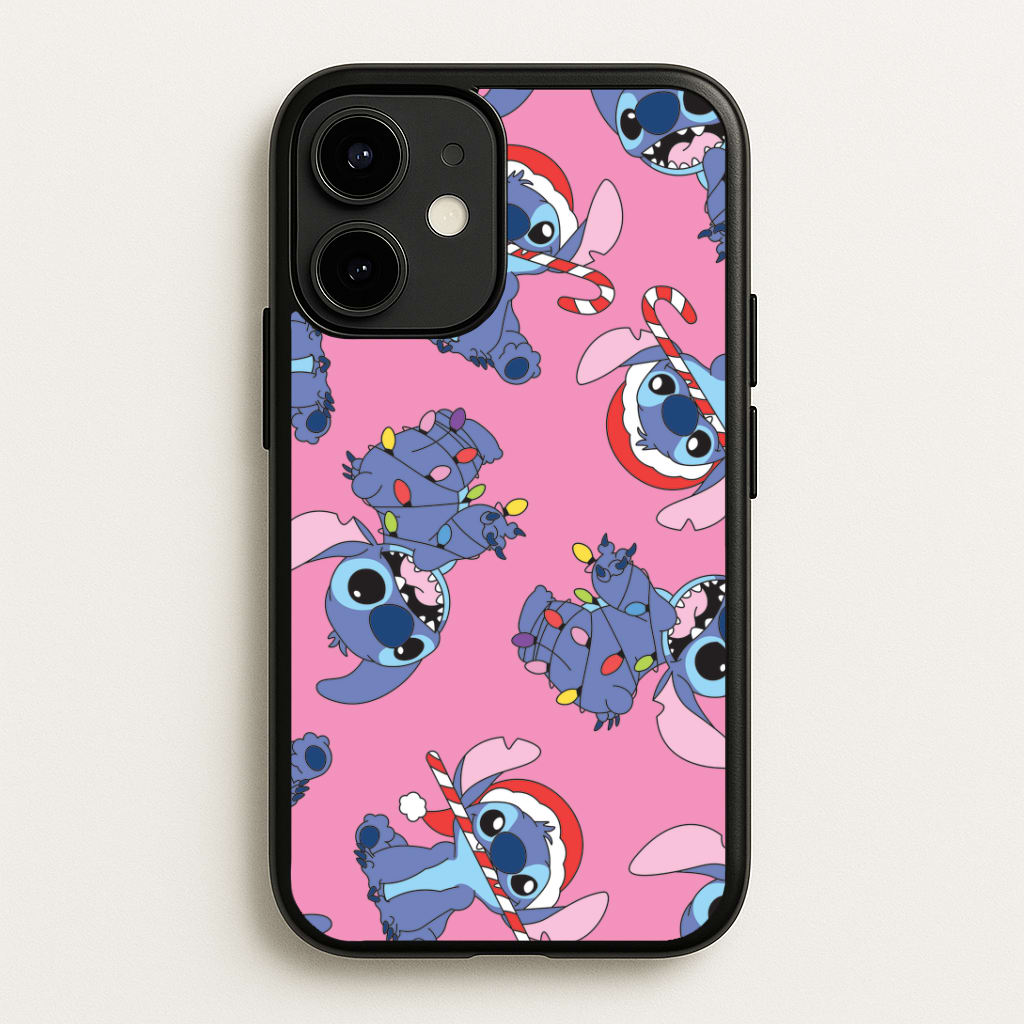 Christmas Cute Blue Alien Pattern iPhone 12 / 12 Pro Case