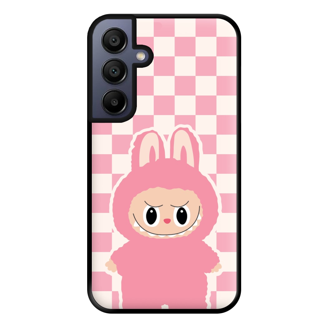 Checkered Cute Pink Monster Galaxy A16 Case