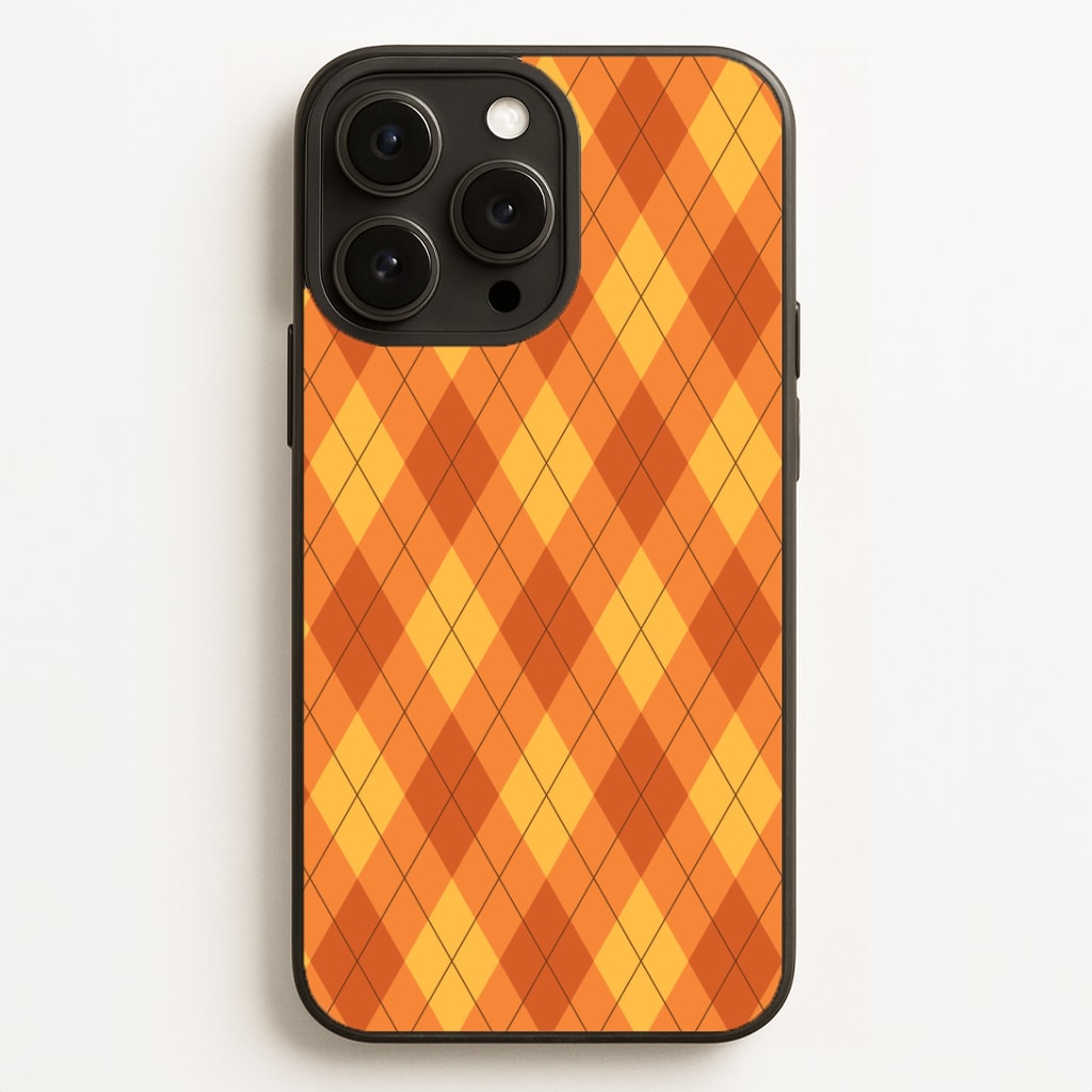 Orange Argyle Pattern iPhone 16 Pro Case