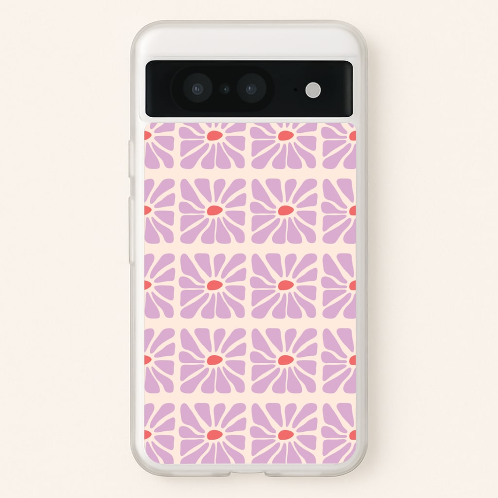 Square Abstract Flowers Mauve Google Pixel 8 Case