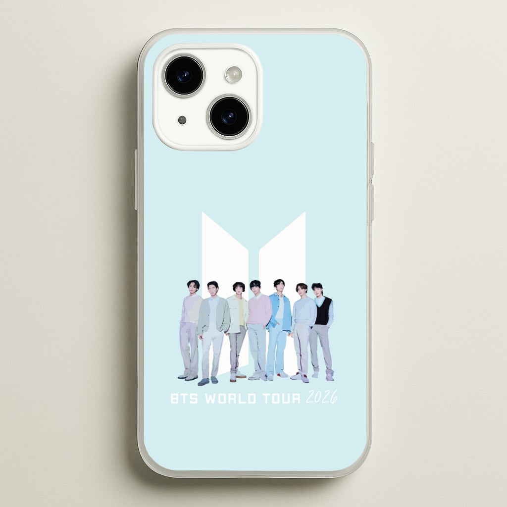 K-Pop Band Tour Pastel Blue iPhone 15 Plus Case