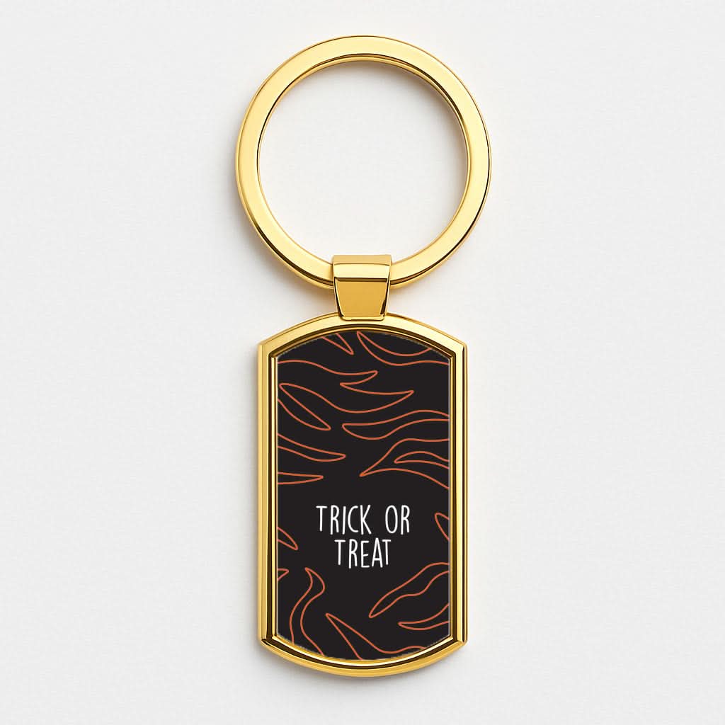 Zebra Print Trick Or Treat Gold Keyring